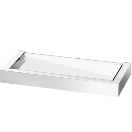 Mensola da bagno LINEA 26 cm, lucida, acciaio inox/vetro, Zack