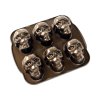 Tortiera HAUNTED SKULL, per 6 tortine a forma di teschio, bronzo, Nordic Ware