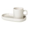 Tazzina espresso con sottobicchiere PILAR, set di 2 pz, 50 ml, panna, Blomus