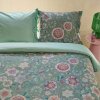 Set biancheria letto singolo VIVA LAS FLORES 140 x 200 cm, verde, cotone percalle, Pip Studio