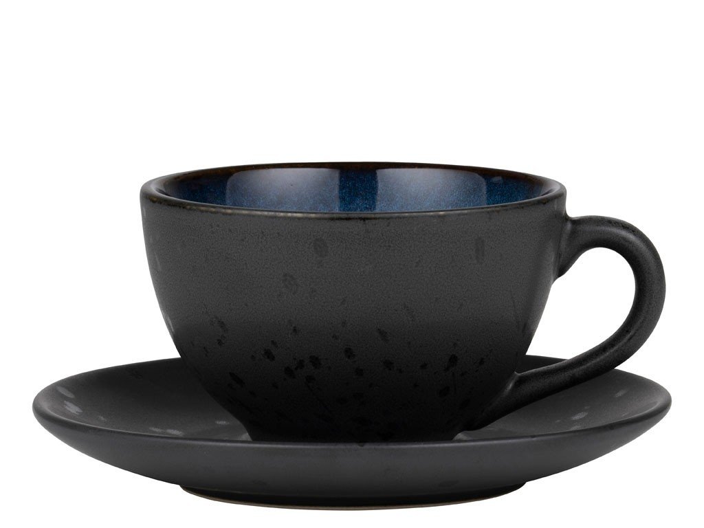 Arbatos puodelis su lėkštute 22 ml, juodas/tamsiai mėlynas, Bitz