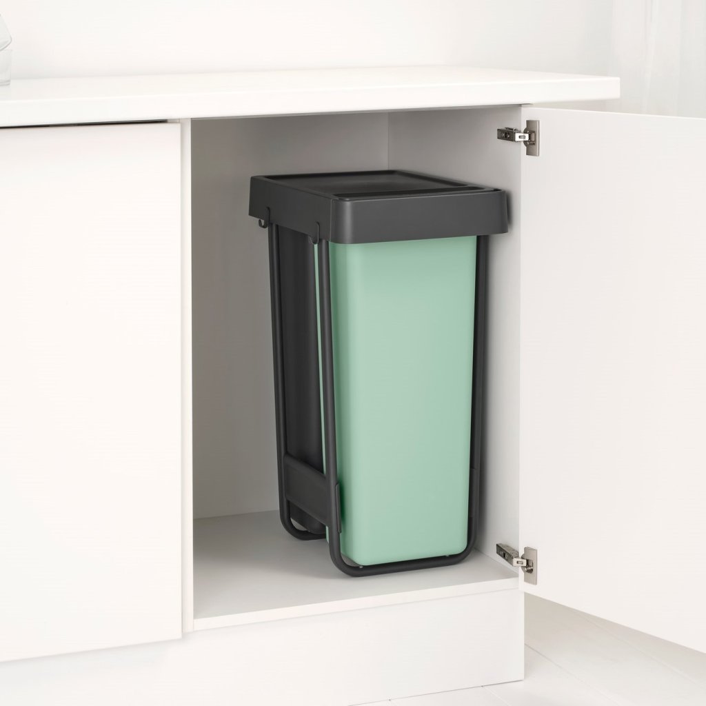 Įmontuojama šiukšliadėžė SORT & GO 2x 30 l, tamsiai pilkos/ nefrito žalios spalvos, plastmasė, Brabantia