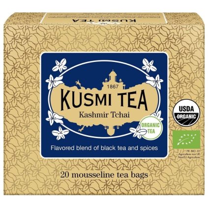 Juodoji arbata KASHMIR TCHAI, 20 muslino arbatos pakelių, Kusmi Tea