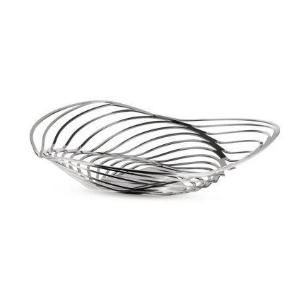 Vaisinė TRINITY 33 cm, žema, sidabro spalvos, Alessi