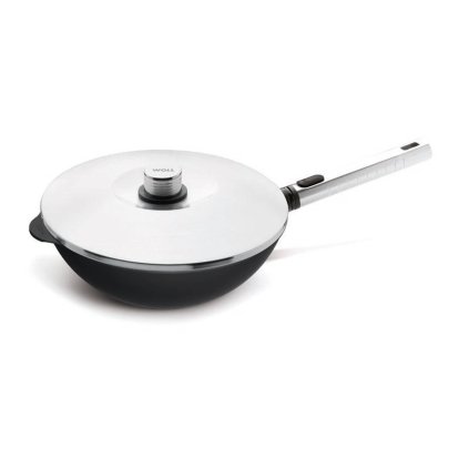 Wok keptuvė DIAMOND PRO XR LOGIC 28 cm, su dangčiu, su nuimama rankena, WOLL