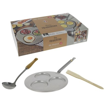 Blynų keptuvė MINERAL B 27 cm, su apvertimo įrankiu ir kaušeliu, de Buyer