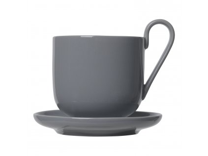 Kavos puodelis su lėkštute RO, 2 vnt. rinkinys, 290 ml, tamsiai pilkos spalvos, Blomus