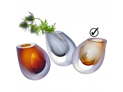 Vaza OCHIO 12 cm, gintaro spalva, stiklinė, Philippi