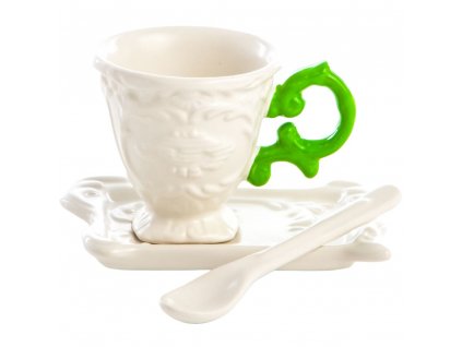 Kavos puodelis su lėkštute ir šaukšteliu I-WARES žalias, Seletti
