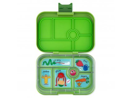 Bento dėžutė ORIGINAL 6 matčos žalia/ juokingi pabaisiukai, 625 ml, Yumbox