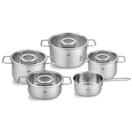 Puodų PURE 5 vnt. rinkinys, sidabro spalvos, nerūdijantis plienas, Fissler