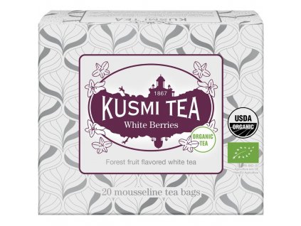 Baltoji arbata WHITE BERRIES, 20 muslino arbatos maišelių, Kusmi Tea