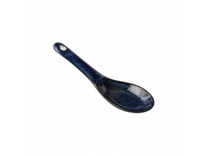 Japoniškas Ramen šaukštas INDIGO BLUE 15 cm, mėlynos spalvos, keramika, MIJ