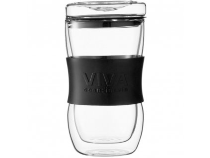 Kelioninis puodelis MINIMA 450 ml, juodos spalvos, stiklas, Viva Scandinavia
