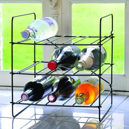 Ant grindų statomas vyno butelių laikiklis COMPACT 35 x 31 cm, juodos spalvos, nerūdijantis plienas, L'Atelier du Vin