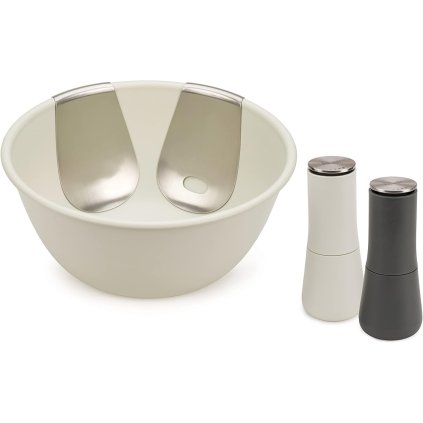 Druskos ir pipirų malūnėlių komplektas SERVE IT IN STYLE 20184, su serviravimo dubenėliu ir įrankiais, Joseph Joseph