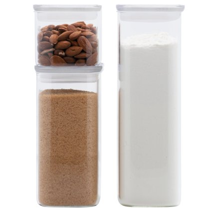 Virtuvinių produktų laikymo stiklainių PKV-067, 3 vnt. rinkinys, stiklas, Pebbly
