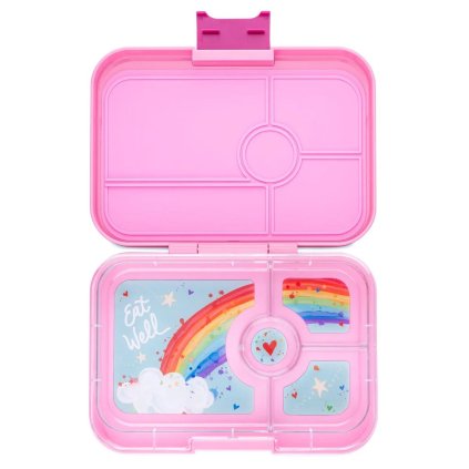 Priešpiečių dėžutė TAPAS XL 4 1 l, tamsiai rožinės spalvos/ su vaivorykštės motyvais, plastikas, Yumbox