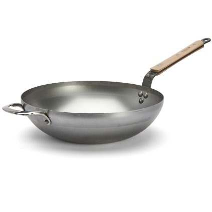 Wok tipo keptuvė MINERAL B BOIS 32 cm, sidabrinės spalvos, plienas, de Buyer