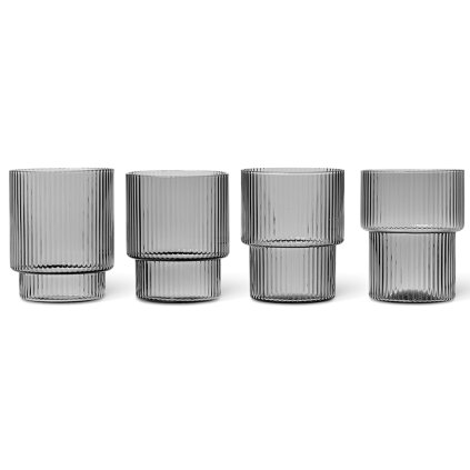 Vandens stiklinė RIPPLE 200 ml, 4 vnt. rinkinys, pilka, tvirta LIVING