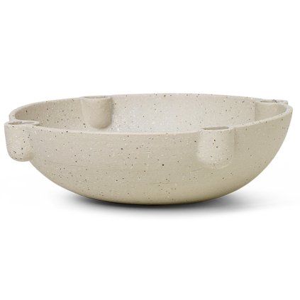 Pietų žvakės laikiklis BOWL 27 cm, smėlis, akmens masė, tvirtas LIVING