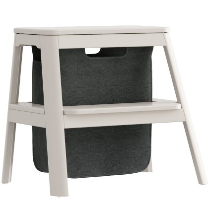 Taburetė su pakopėle STEP IT UP 48 cm, balta, mediena, vaizdas