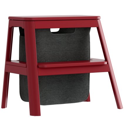 Taburetė su pakopėle STEP IT UP 48 cm, raudona, mediena, vaizdas