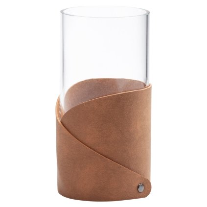 Vaza FOLD NUPO 15 cm, natūralus, oda / stiklas, LIND DNA