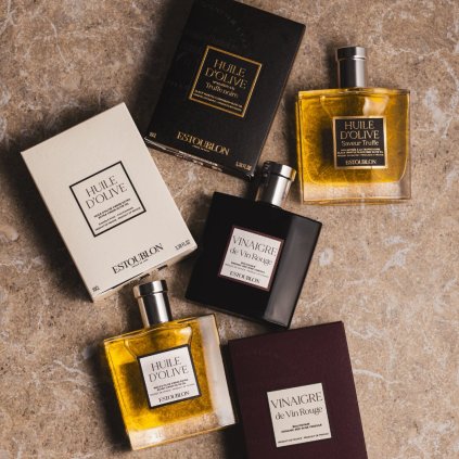 Dovanų rinkinys COUTURE, aukščiausios kokybės pirmojo spaudimo alyvuogių aliejus ir raudonojo vyno actas, 2 x 100 ml, Estoublon