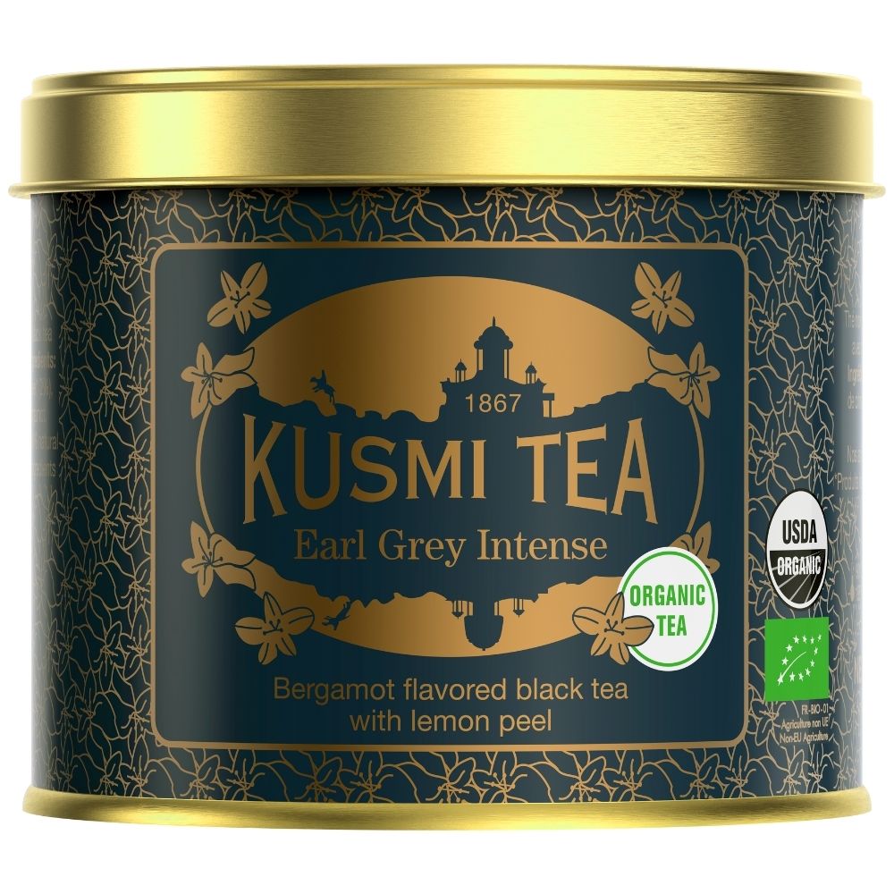 Juodoji arbata EARL GREY INTENSE, 100 g birių lapų arbatos skardinė, Kusmi Tea