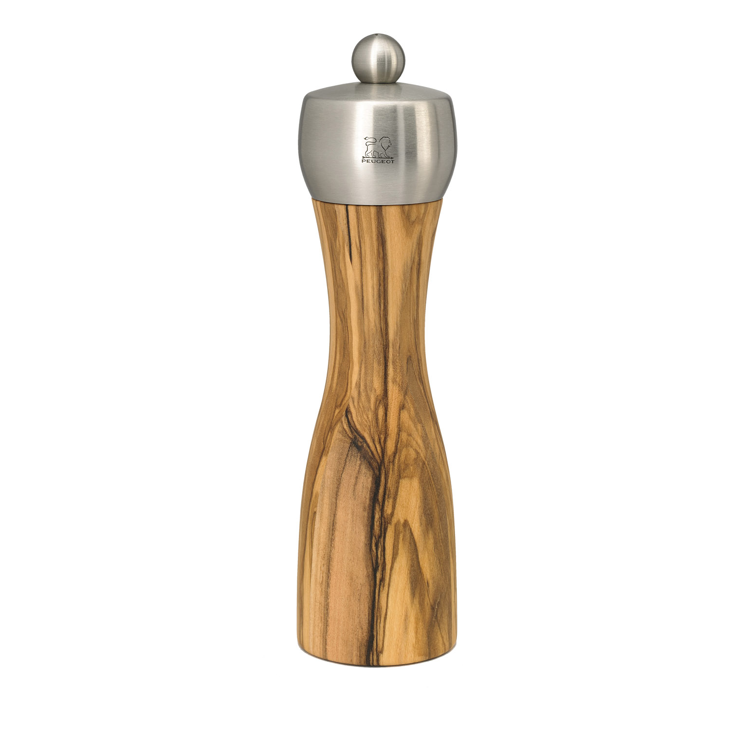 Druskos malūnėlis FIDJI 20 cm, alyvuogių spalvos,  medžis/nerūdijantis plienas, Peugeot