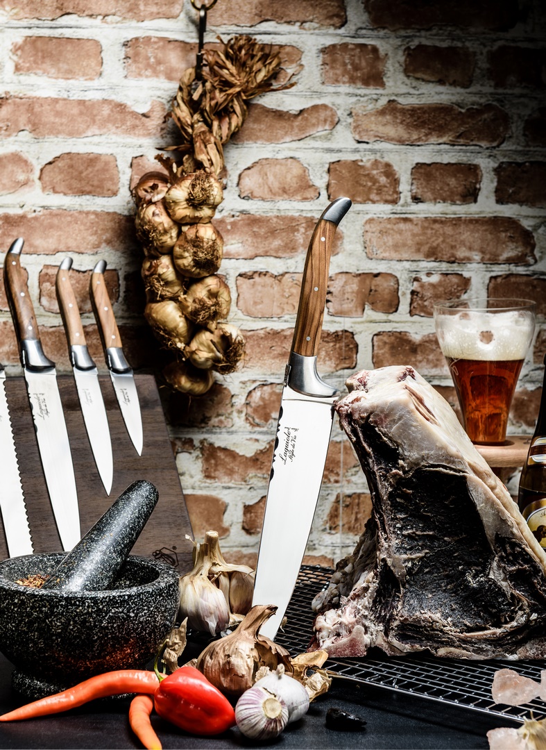 Šefo peilis LUXURY 20 cm, dovanų dėžutė, alyvuogių medžio rankena, Laguiole