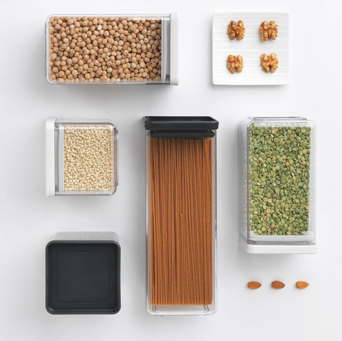 Maisto laikymo indas TASTY PLUS, 4 vnt. rinkinys, šviesiai pilkos spalvos, plastikas, Brabantia