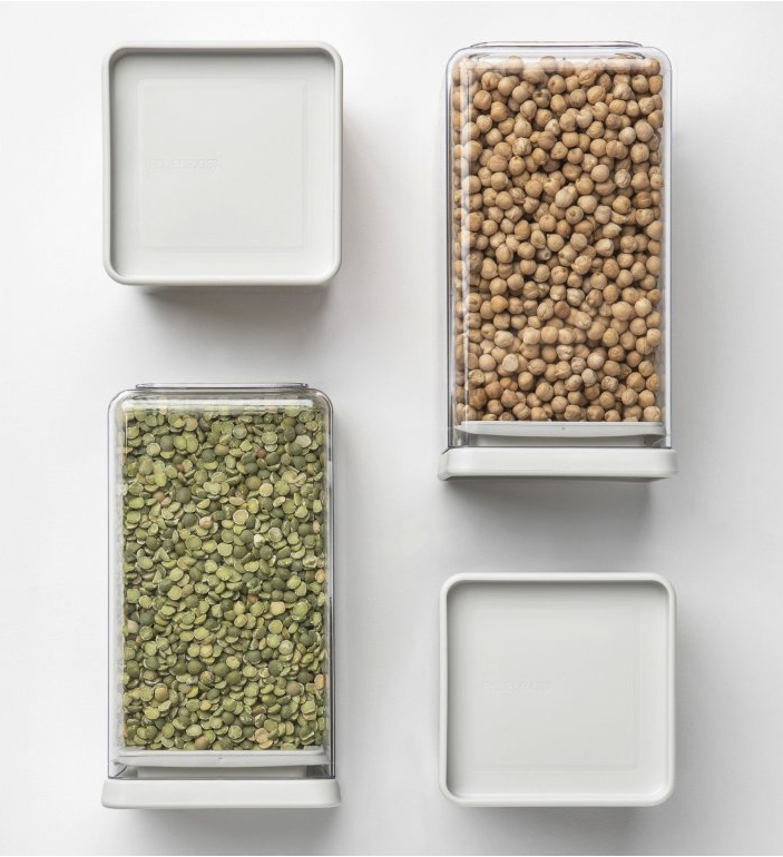 Maisto laikymo indas TASTY PLUS, 4 vnt. rinkinys, šviesiai pilkos spalvos, plastikas, Brabantia