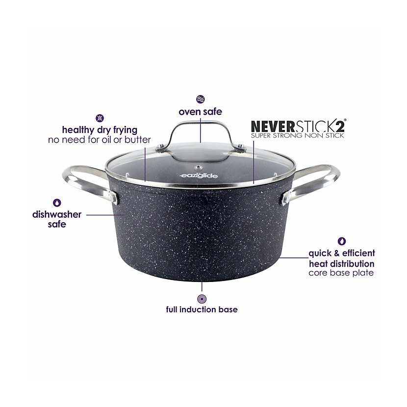 Puodas NEVERSTICK2 24 cm, 4,2 l, su dangčiu, Eaziglide