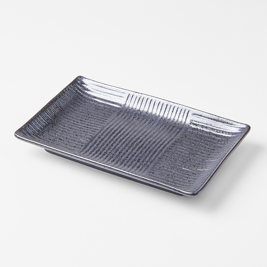 Sušio ir sašimio lėkštė LINES 21 x 13 cm, juoda, MIJ