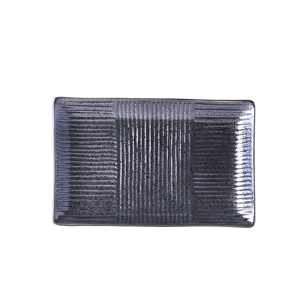 Sušio ir sašimio lėkštė LINES 21 x 13 cm, juoda, MIJ