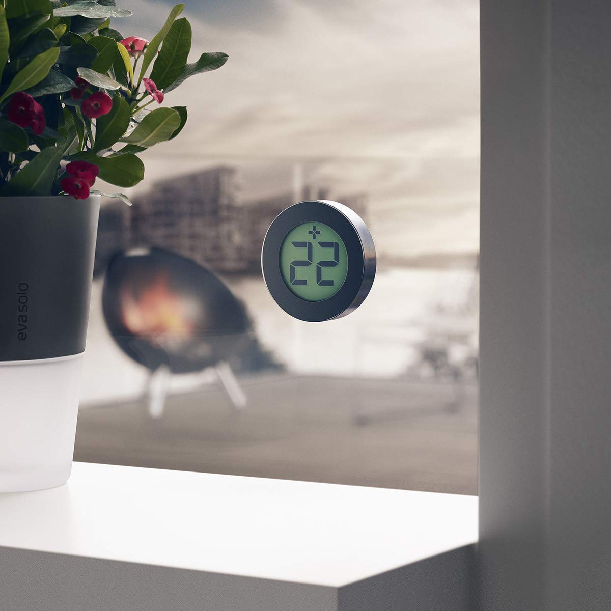 Lauko termometras 8 cm, skaitmeninis, juodas, Eva Solo