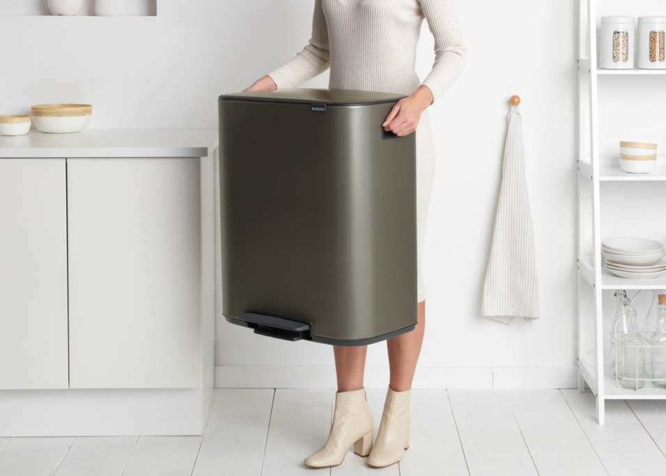 Šiukšliadėžė su pedalu BO 2 x 30 l, platina, Brabantia