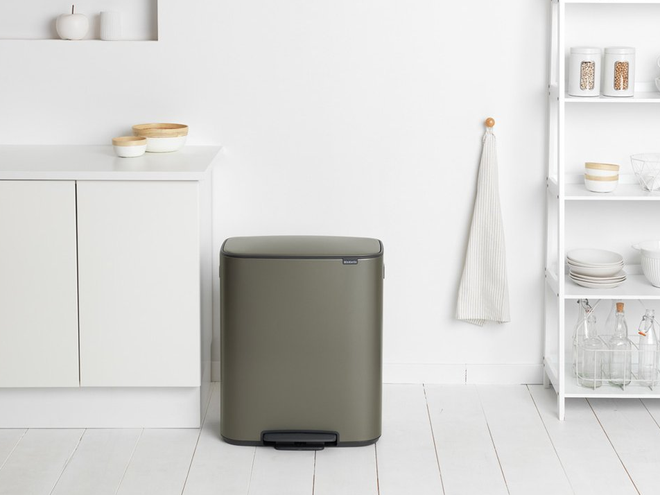 Šiukšliadėžė su pedalu BO 2 x 30 l, platina, Brabantia