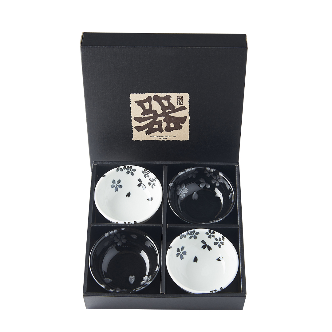 Indelis padažui BLACK & WHITE SAKURA, 4 vnt. rinkinys, 100 ml, MIJ