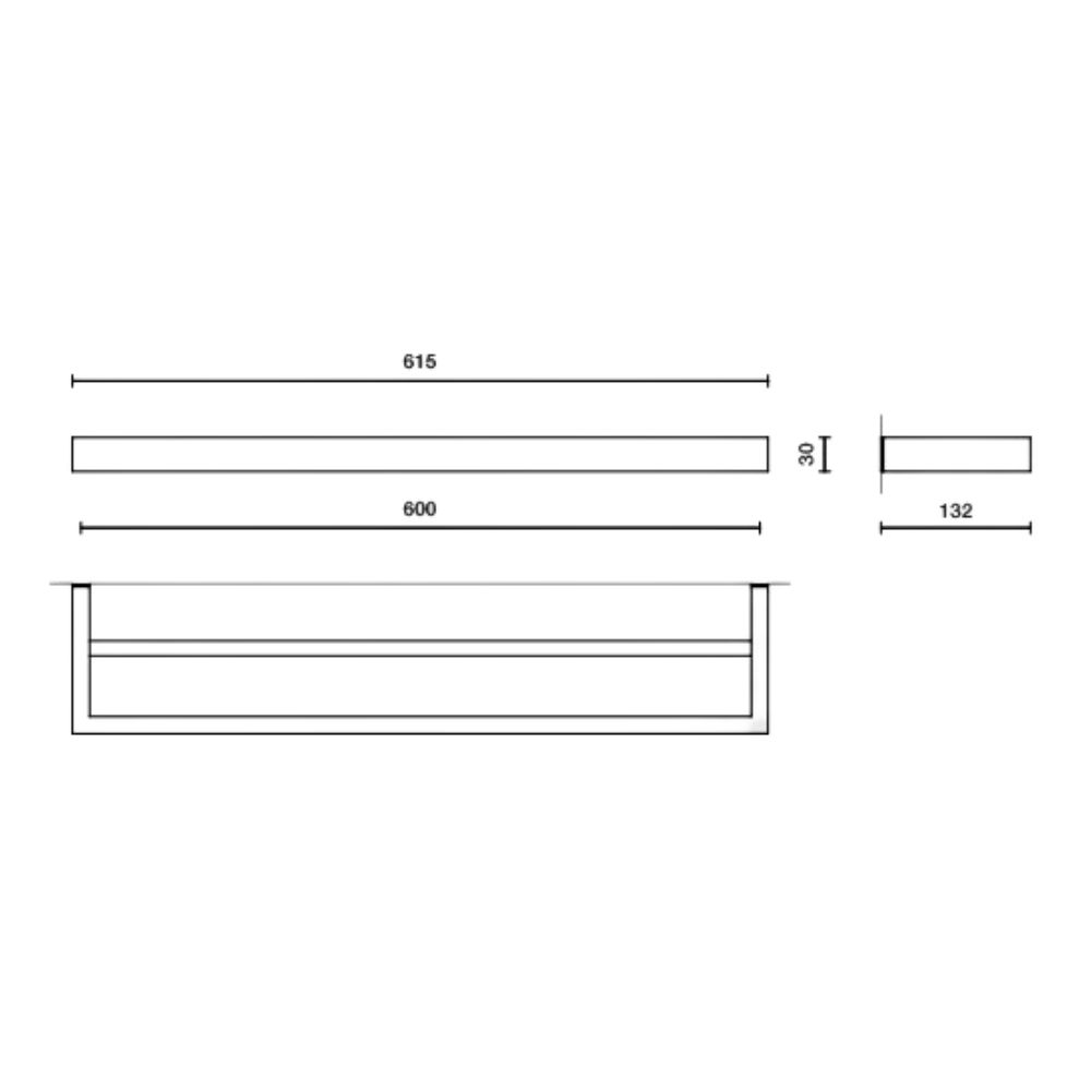 Rankšluosčių kabykla LINEA 61 cm, dviguba, matinė, nerūdijantis plienas, Zack