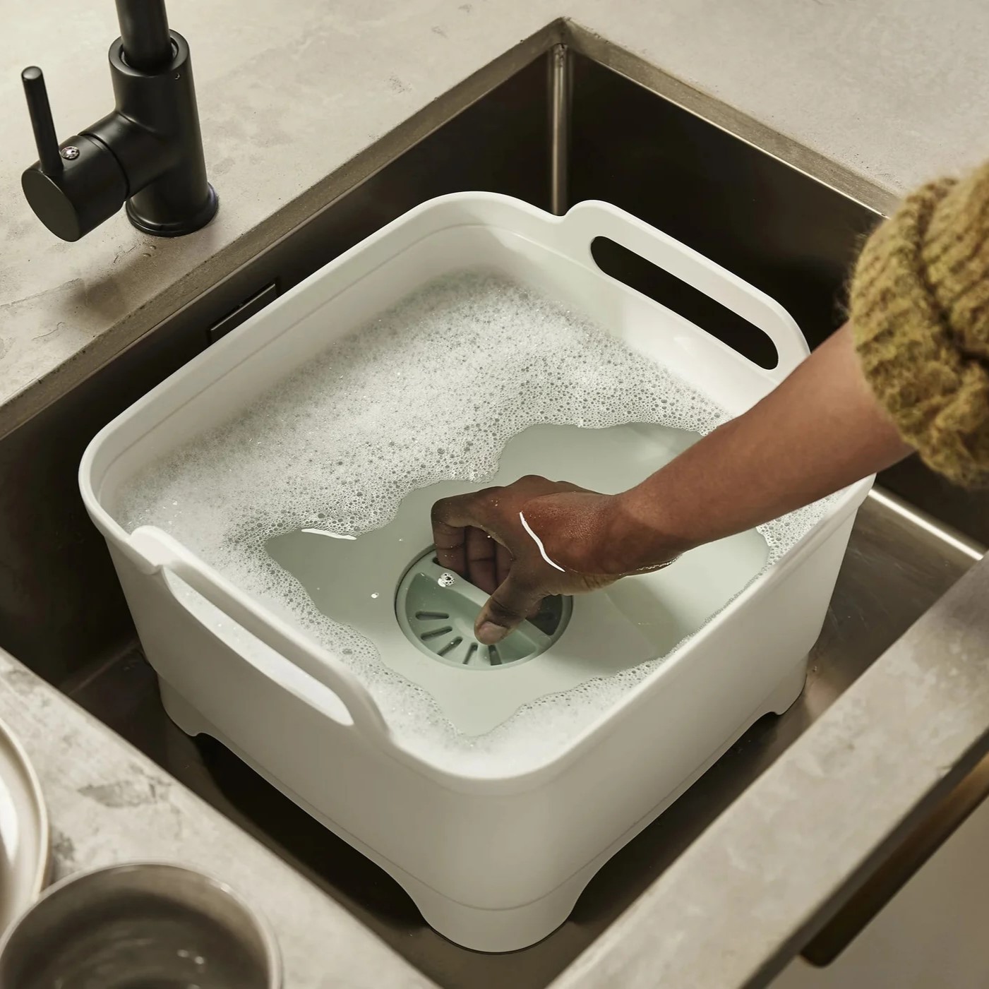 Indų plovimo dubuo WASH&DRAIN 851648 kreminės spalvos, plastikas, Joseph Joseph