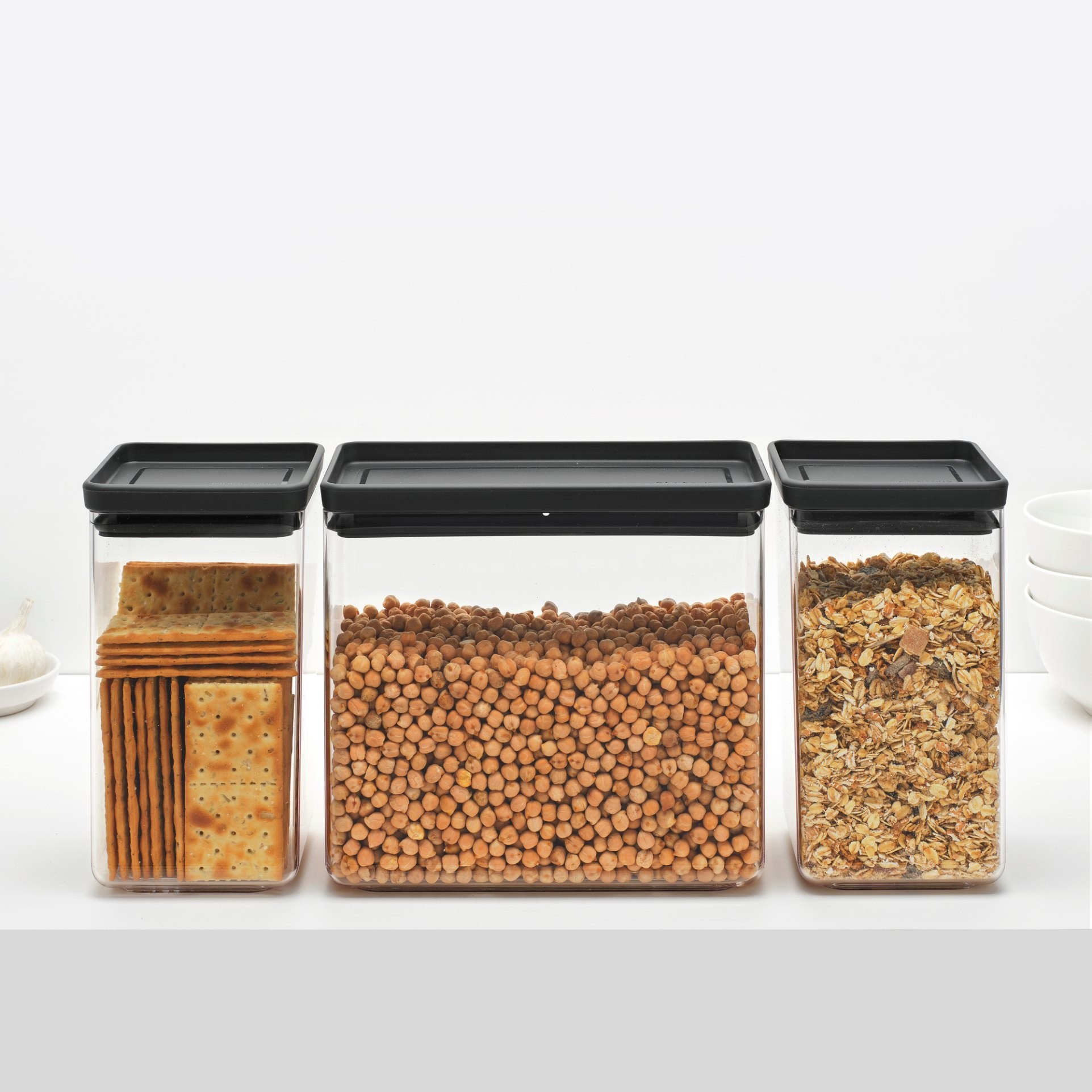 Maisto laikymo indų TASTY PLUS, 3 vnt. rinkinys, tamsiai pilkos spalvos, Brabantia