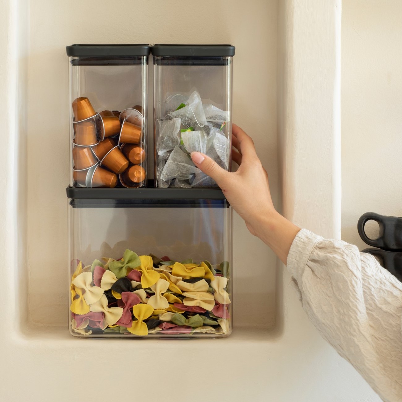 Maisto laikymo indų TASTY PLUS, 3 vnt. rinkinys, tamsiai pilkos spalvos, Brabantia