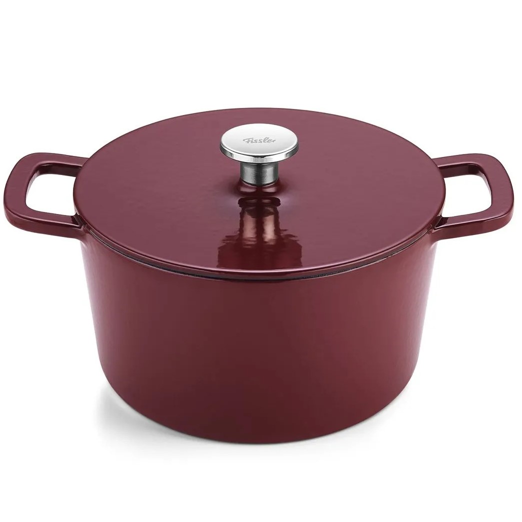 Virimo puodas MOMENTS 20 cm, bordo spalvos raudona, ketus, Fissler