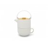 Arbatinukas UMEA TEA FOR ONE 500 ml, su arbatiniu puodeliu, baltos spalvos, Bredemeijer