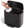 Šiukšliadėžė su pedalu BO 11 + 23 l, matinė juoda, Brabantia