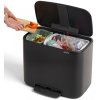 Šiukšliadėžė su pedalu BO 11 + 23 l, matinė juoda, Brabantia