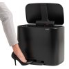 Šiukšliadėžė su pedalu BO 11 + 23 l, matinė juoda, Brabantia